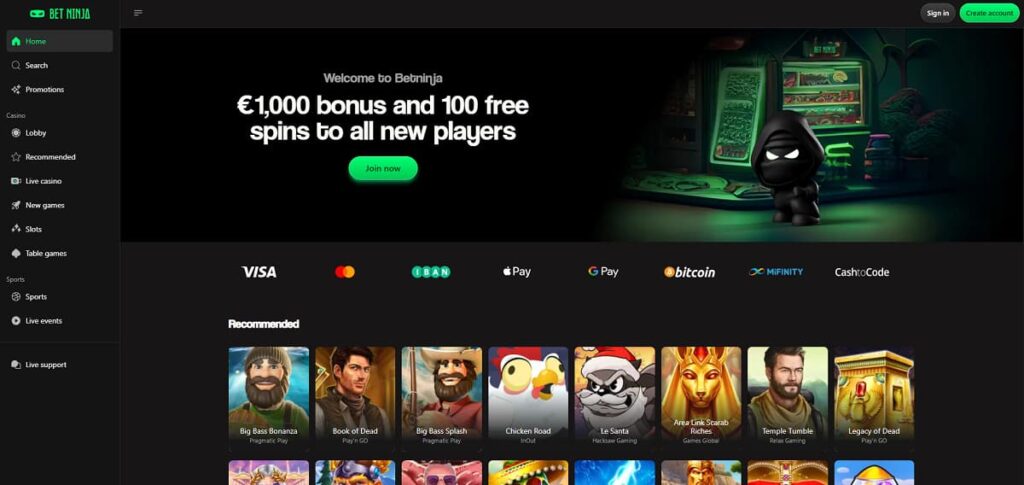 exclusief Betninja Casino reload-bonus